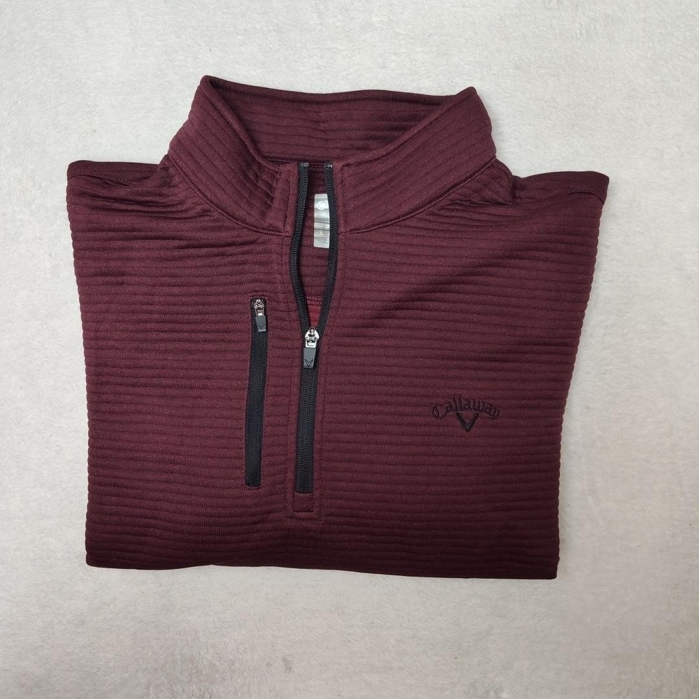 Callaway Sweatshirt Mens Large Red Pullover 1/4 Zip Pocket Mock Neck Golf Work